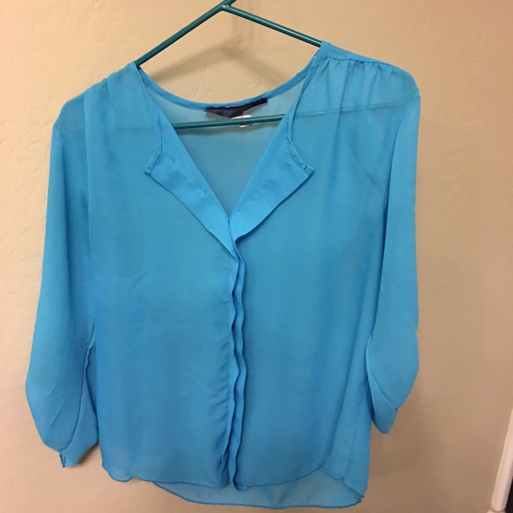 Blue see through shirt